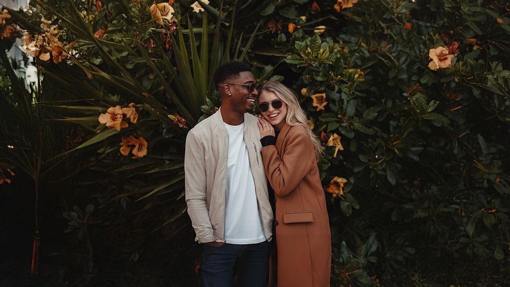 Eine Frau und ein Mann stehen vor einer grünen Wand mit HOLZKERN Produkten