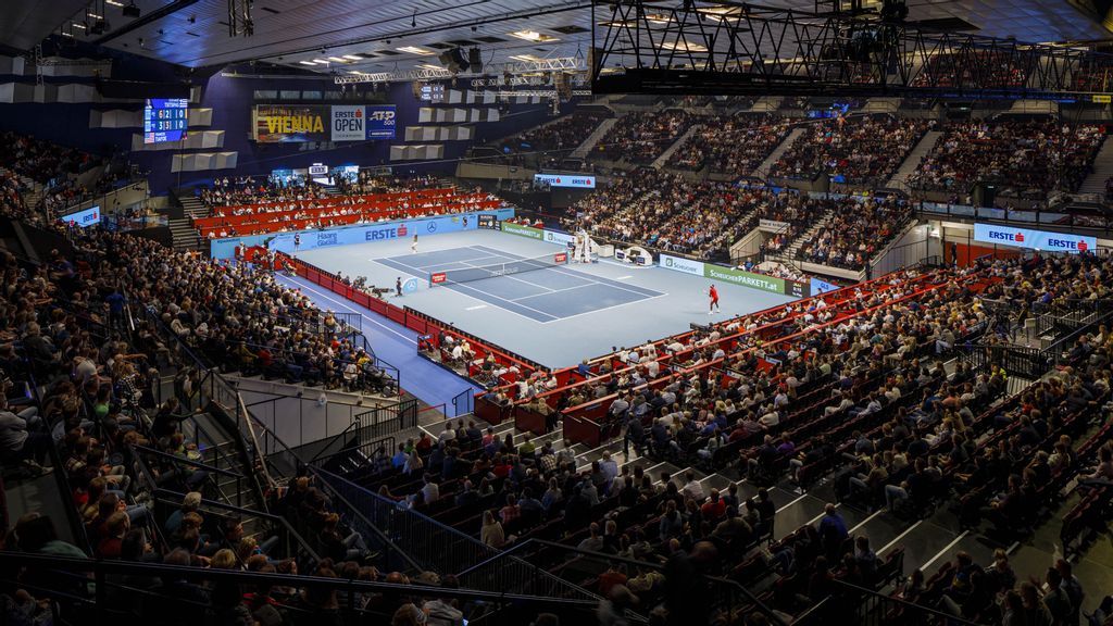 Tennis-Spielfeld bei den Erste Bank Open in der Wiener Stadthalle