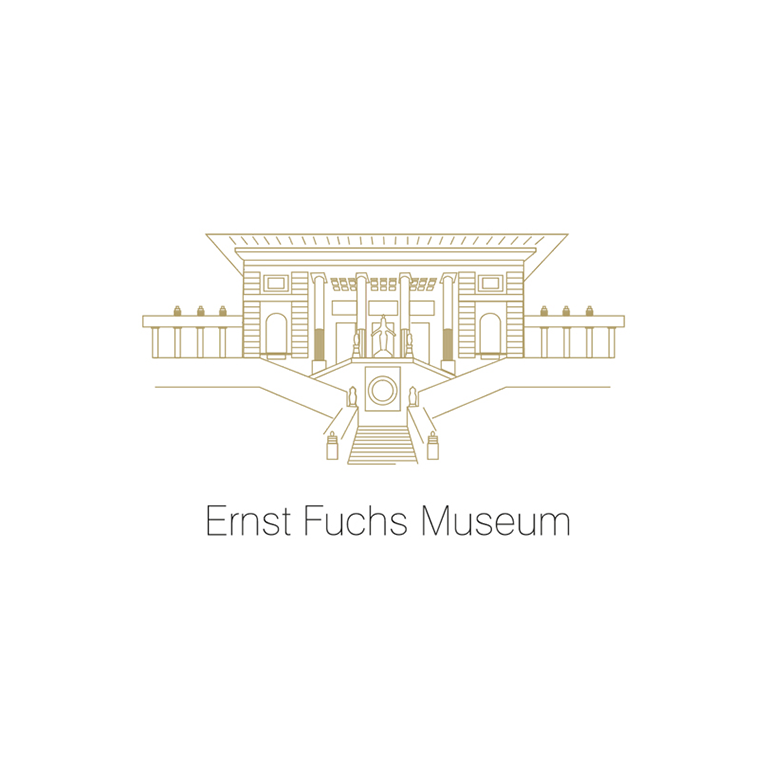 Logo Ernst Fuchs Museum Illustration mit Schrift