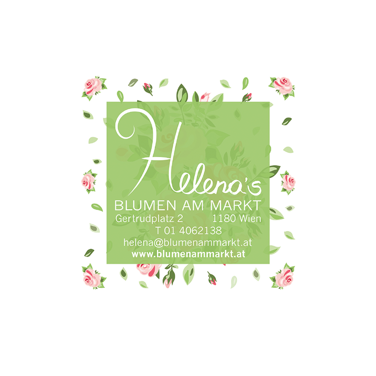 Logo Helenas Blumen am Markt mit grüner Schrift