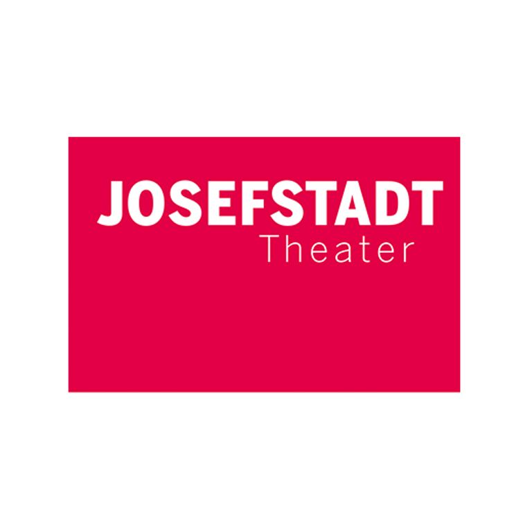 Logo Josefstadt Theater auf rotem Hintergrund
