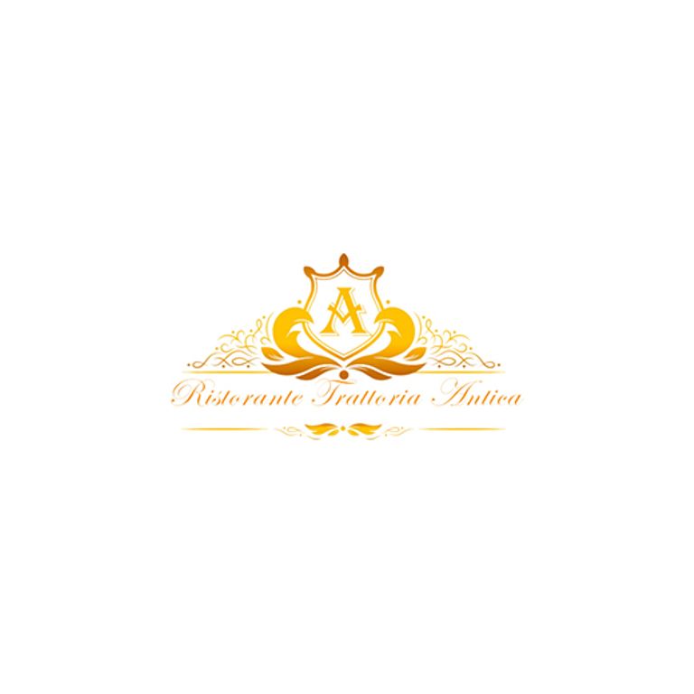 Logo Ristorante Trattoria Antica goldenes Wappen mit goldenem A darin